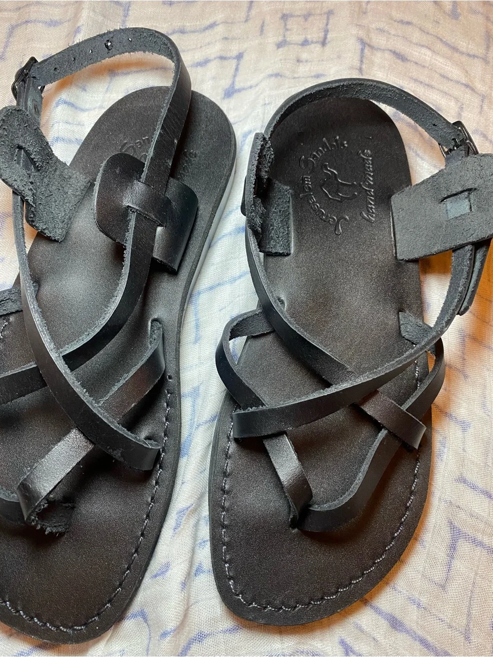 EUC Jerusalem Sandals Black Leather Handmade Minimalist Strappy Classic